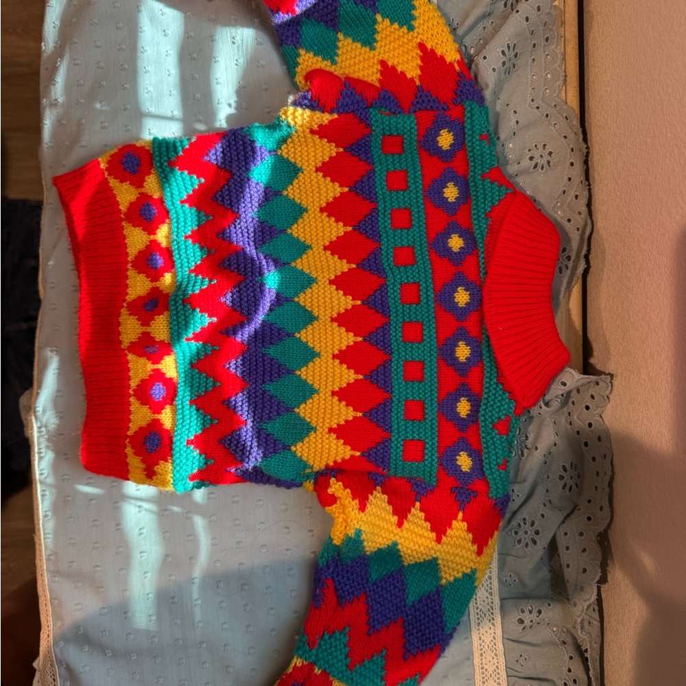 Vintage handmade Colorful Geometric Sweater